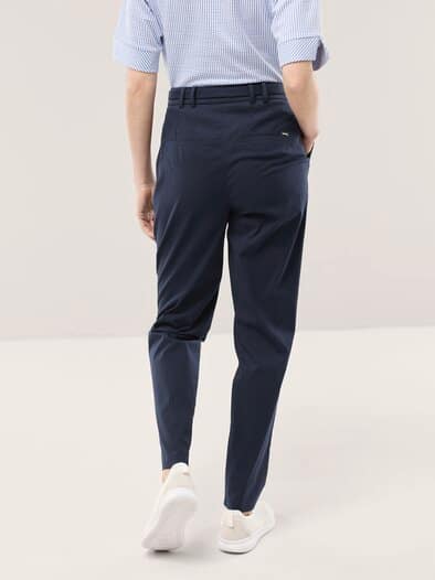 Bundfaltenhose aus Baumwollmix Nachtblau