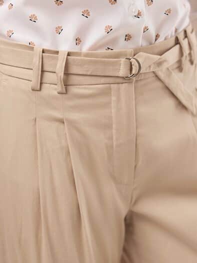 Bundfaltenhose aus Baumwollmix Sand