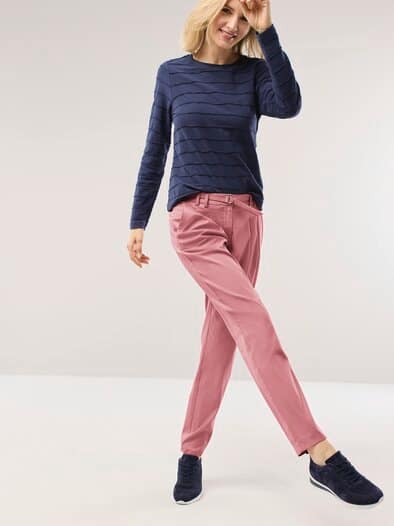 Bundfaltenhose aus Baumwollmix Rosenholz