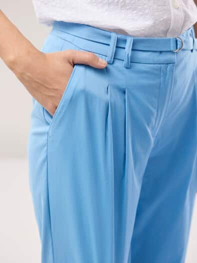 Bundfaltenhose aus Baumwollmix Jeansblau