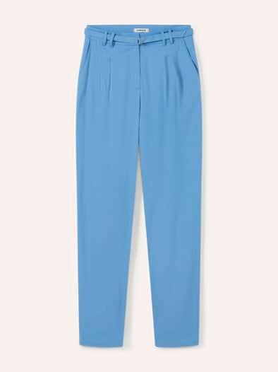 Bundfaltenhose aus Baumwollmix Jeansblau