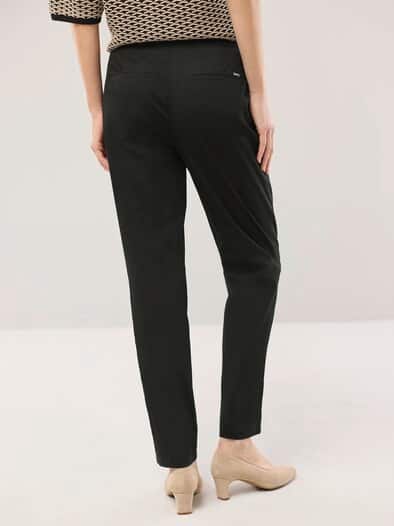 Bundfaltenhose aus Baumwollmix Schwarz