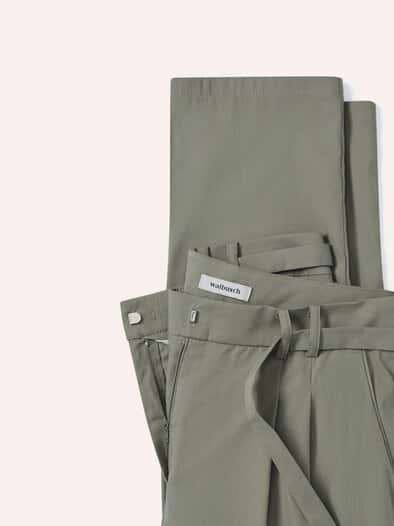 Bundfaltenhose aus Baumwollmix Khaki