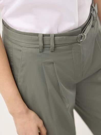 Bundfaltenhose aus Baumwollmix Khaki