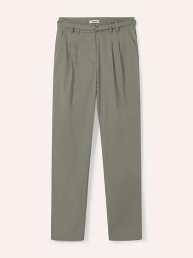 Bundfaltenhose aus Baumwollmix Khaki