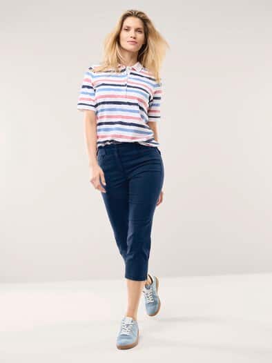 Capri aus Baumwollmix Marine
