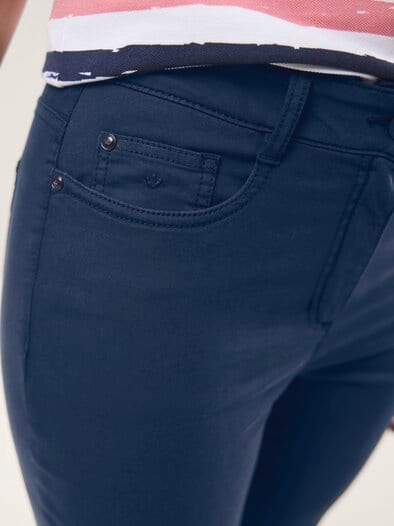 Capri aus Baumwollmix Marine