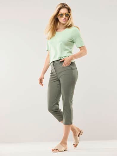 Capri aus Baumwollmix Khaki