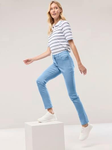 Extraglatt Baumwollhose Slim Fit Skyblue