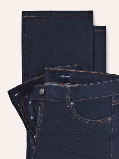 5 Pocket Jeans mit weitem Bein Rinsed