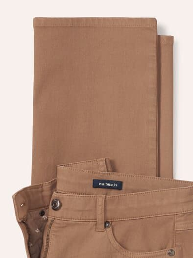 5 Pocket Jeans mit weitem Bein Praline