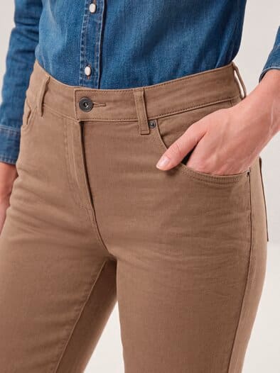 5 Pocket Jeans mit weitem Bein Praline
