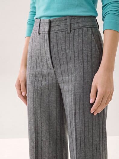 Marlene Hose aus Premium Flanell Nadelstreifen Grau