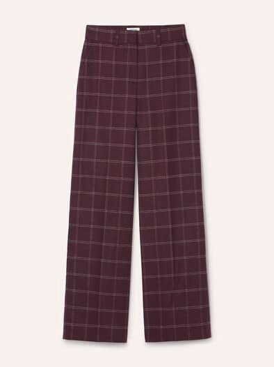 Marlene Hose aus Premium Flanell Karo Merlot