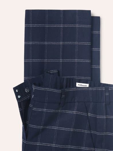 Marlene Hose aus Premium Flanell Karo Nachtblau
