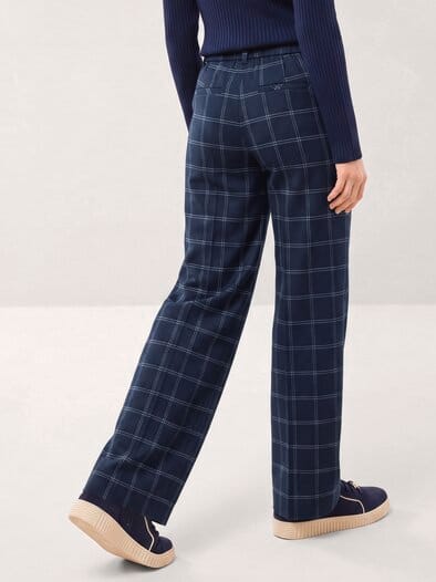 Marlene Hose aus Premium Flanell Karo Nachtblau