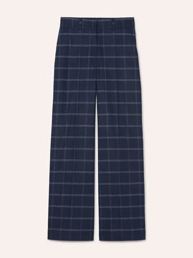 Marlene Hose aus Premium Flanell Karo Nachtblau