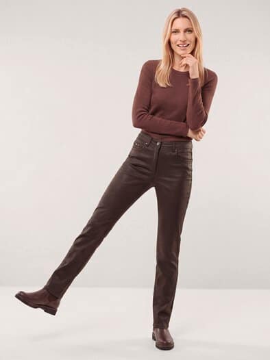 Five Pocket Hose Lederoptik Kaffee