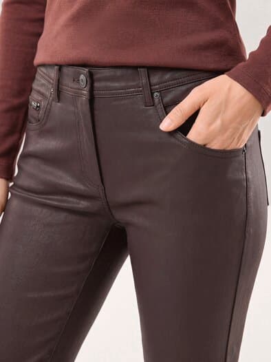 Five Pocket Hose Lederoptik Kaffee