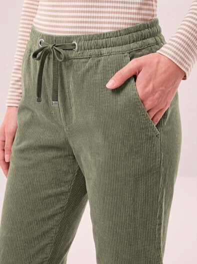 Jogpant aus weichem Cord Oliv