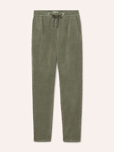 Jogpant aus weichem Cord Oliv