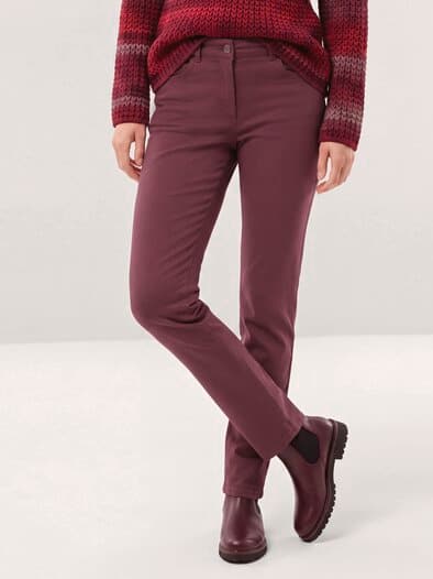 Extraglatt Baumwollhose Merlot