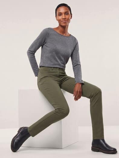 Extraglatt Baumwollhose Oliv