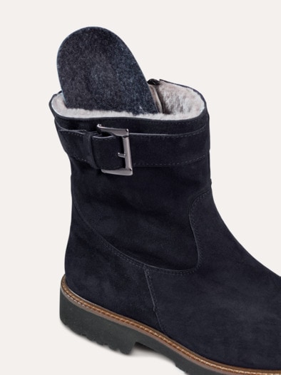 Lammfell-Stiefelette Marine