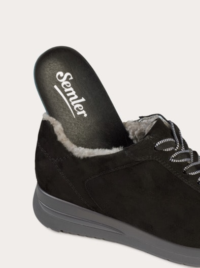 Lammfell-Sneaker Schwarz
