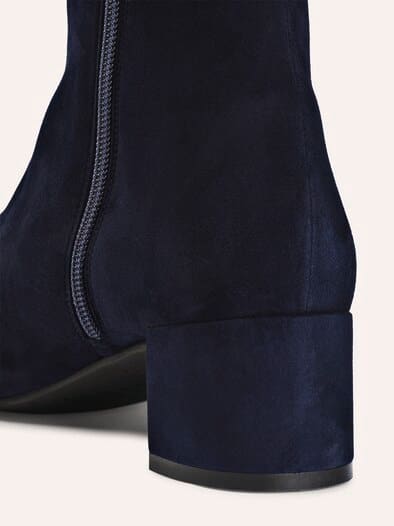 Velours Stiefelette Nachtblau
