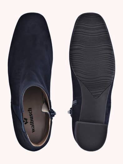 Velours Stiefelette Nachtblau