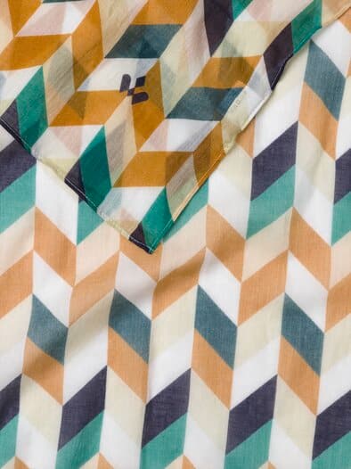 Swiss Cotton Zick Zack-Schal Caramel/Grün