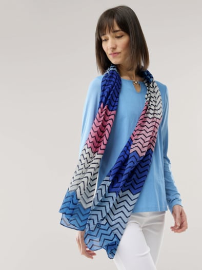 Zick Zack Schal Blau/Rosa