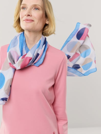 Kuschelschal Grafiktupfen Altrosa Blau
