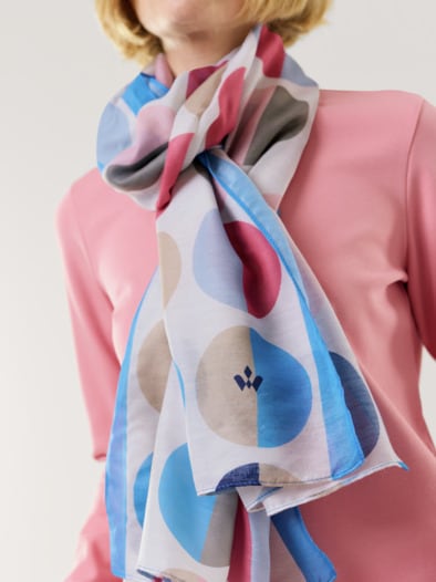 Kuschelschal Grafiktupfen Altrosa Blau
