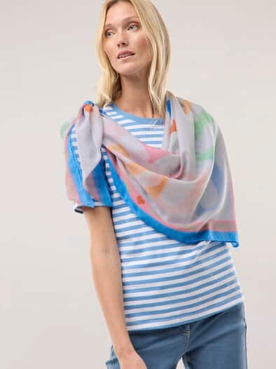 Tuch mit Buchstabendruck Multicolor Weiß