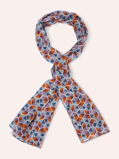 Baumwollschal Swiss Cotton Grafik Blau Gemustert