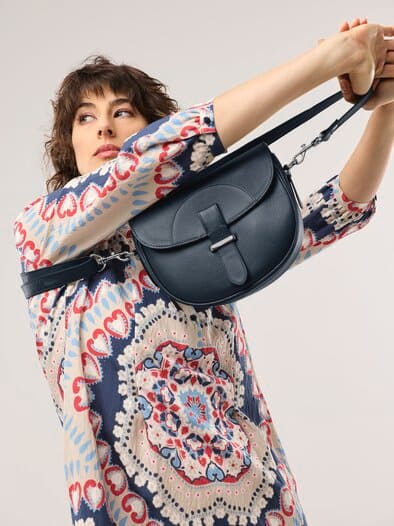 Leder Handtasche Nachtblau