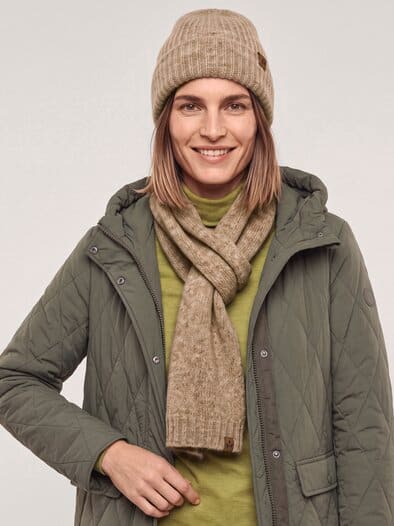 Strickschal mit Alpaka Sesam Melange