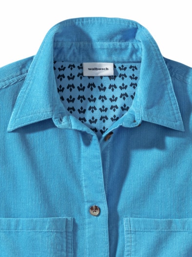 Feincord-Bluse samtweich Stahlblau