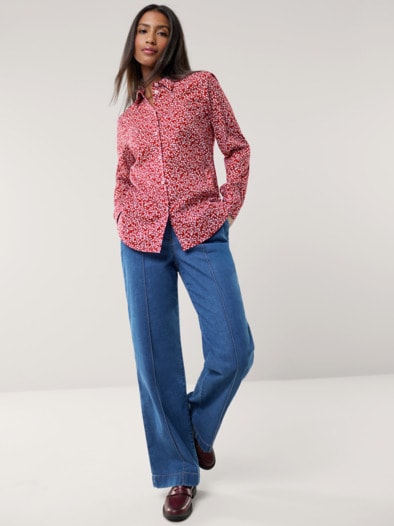 Extraglatt-Hemdbluse Everyday Minimal Dunkelrot