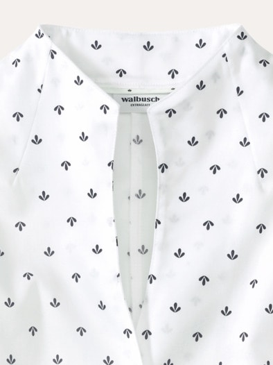 Extraglatt-Bluse Kelchkragen Minimal Weiß Marine