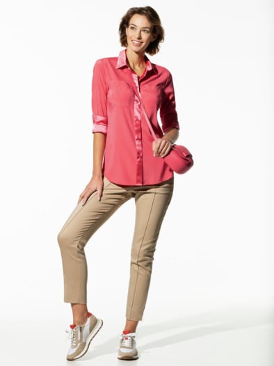 Seiden-Hemdbluse Edel-Basic Koralle