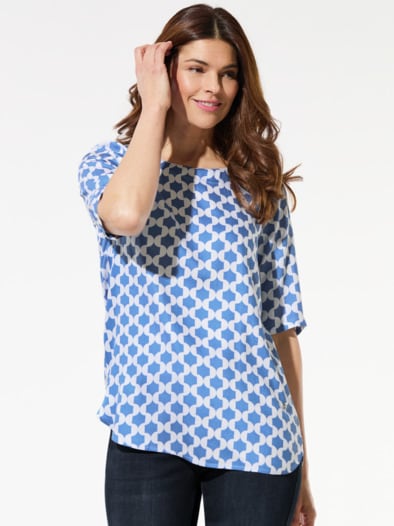 T-Shirt-Bluse Extra Leicht Grafik Königsblau