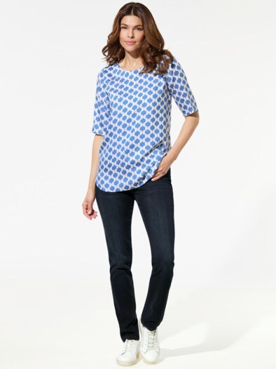 T-Shirt-Bluse Extra Leicht Grafik Königsblau