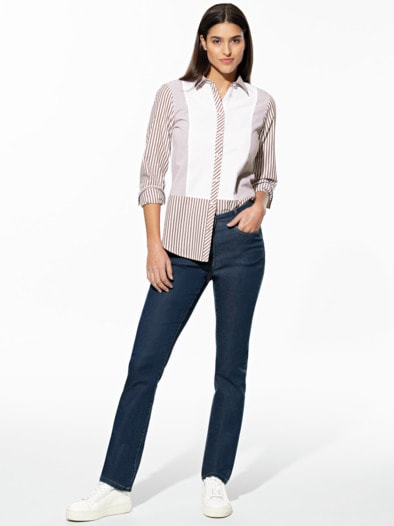 Patchwork Bluse Streifen Toffee