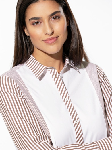Patchwork Bluse Streifen Toffee