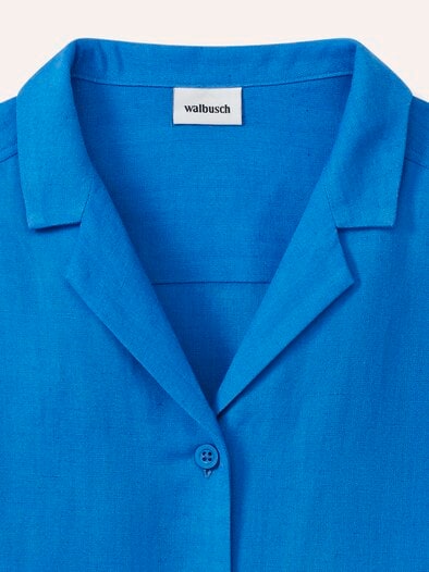 Reverskragen Bluse Leinenmix Königsblau