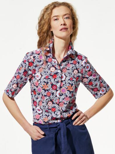 Extraglatt-Hemdbluse Everyday Blume Multicolor