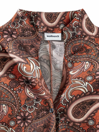 Aktiv-Flanellbluse Kelchkragen Paisley Terracotta